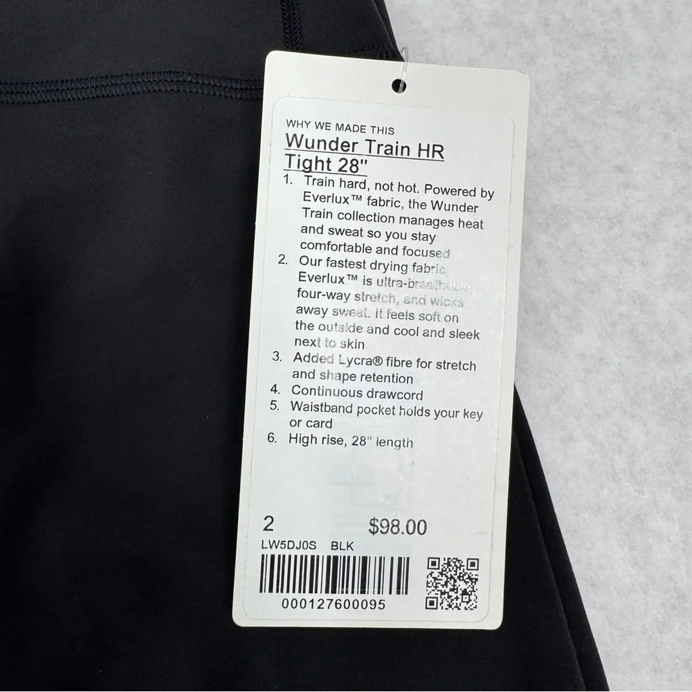 LULULEMON Wunder Train High-Rise Tight 28" - Black - W5DJOS - Sz 2 - Picture 8 of 9